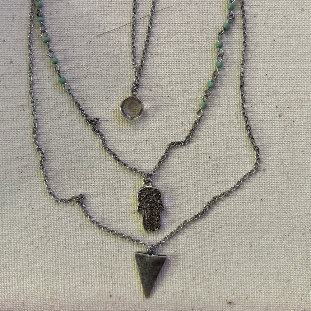 FULL TILT  SILVER TONE 3 LAYER ASTRO NECKLACE
